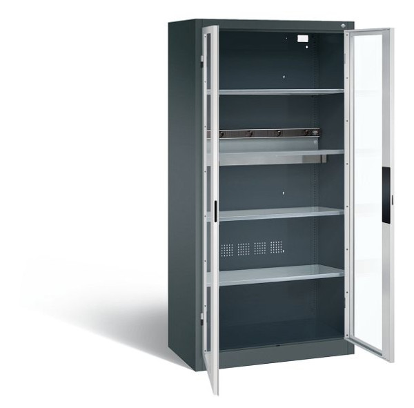 C+P acculaadkast serie 89, H1950xW930xD500mm, kleur: antracietgrijs/lichtgrijs, verzonken handgreep, 8921-055E1 S10002