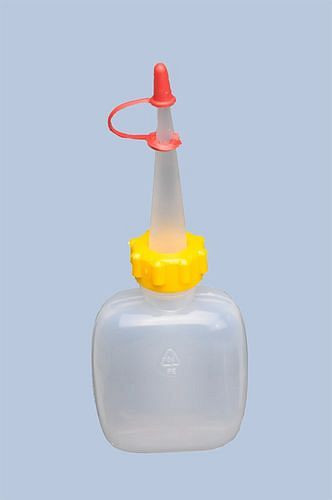 DENIOS doseerfles van kunststof, inhoud 50 ml, ovaal, natuurlijke kleur, verpakking van 30, 308424