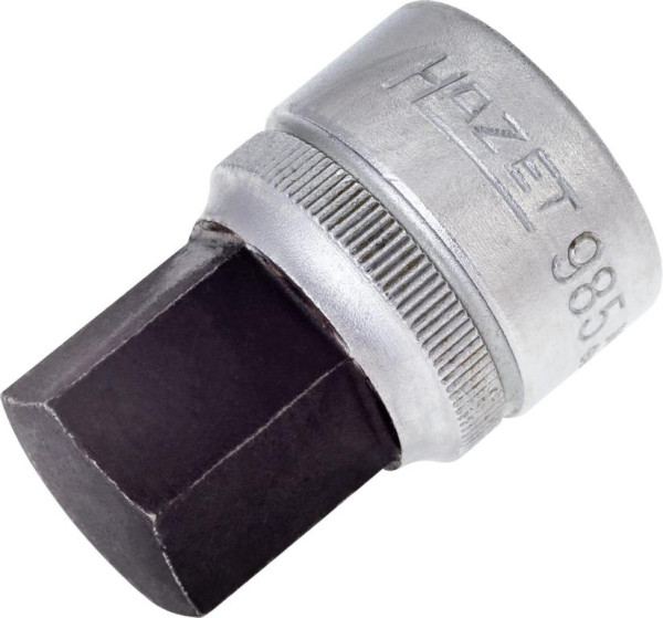 Hazet schroevendraaierdop, hol vierkant 12,5 mm, binnenzeskant profiel, 19 mm, extra kort met karteling, 985-19