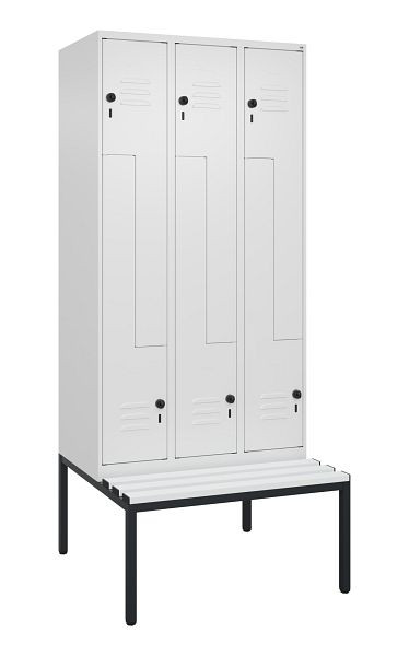 C+P Z-Spind Classic PLUS, met onderbank, 6 vakken, 2120x900x815mm, 9016/9016, draaigrendel, 0800537-306 S10044