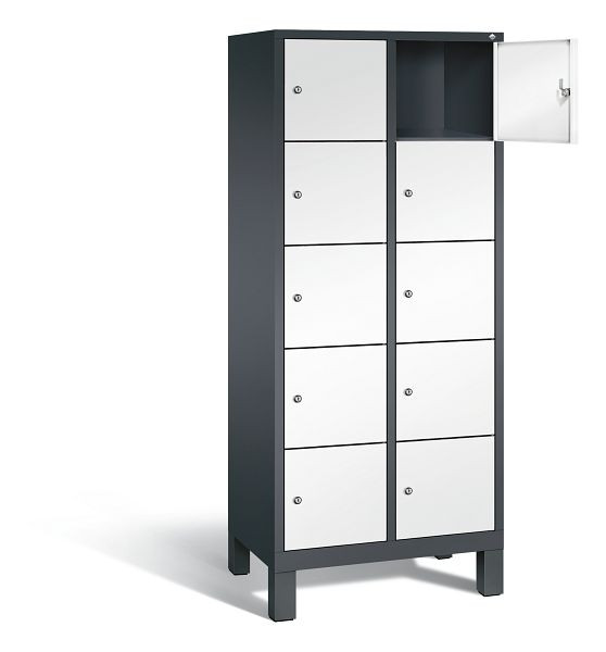 C+P lockerkast Evolo, H1850xW810xD500mm, kleur: zwartgrijs / verkeerswit, 48010-225 S10074