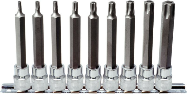 KS Tools 3/8" CHROMEplus bitdoppenset Torx, boring, lang, 9-delig TB20-TB60, 918.3969