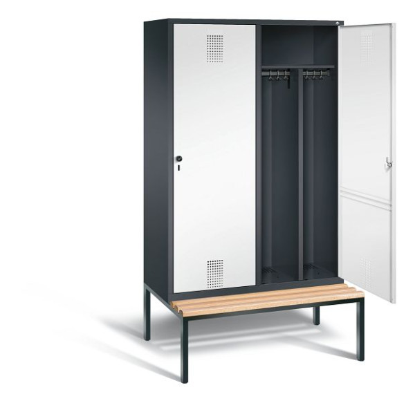 C+P zwart wit locker Evolo, H2090xB1190xD500mm, kleur: zwartgrijs / verkeerswit, 48250-40 S10102