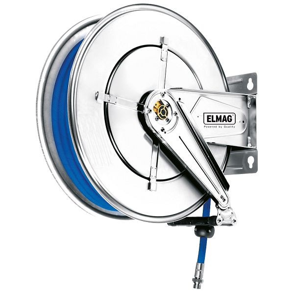 ELMAG industriële slanghaspel RVS '303/31' voor water 130°C, 12 m, 5/16', 200 bar, 43029