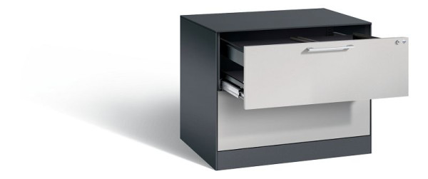 C+P hangarchiefkast Asisto, H710xB800xD600mm, kleur: zwart grijs/wit aluminium, beugelgreep, 146273-212 S10056