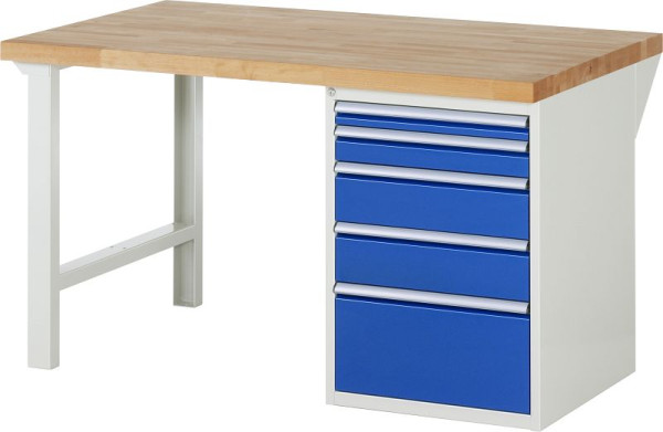 RAU werkbank serie 7000 - modulair ontwerp, 5 x laden, 1500x840x900 mm, 03-7511A1-159B4S.11