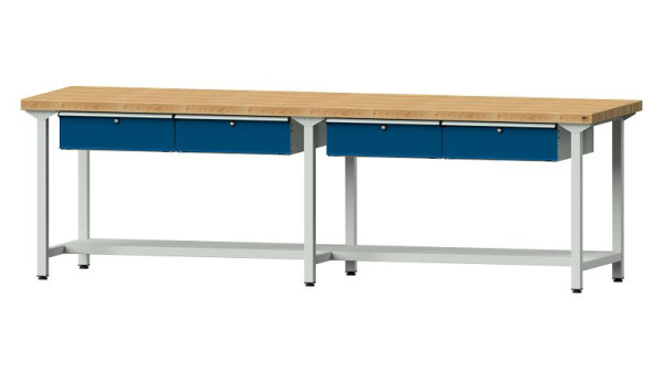 ANKE werkbanken werktafel, model 195, 2800 x 800 x 850 mm, RAL 7035/5010, BMP 50 mm, 401.482