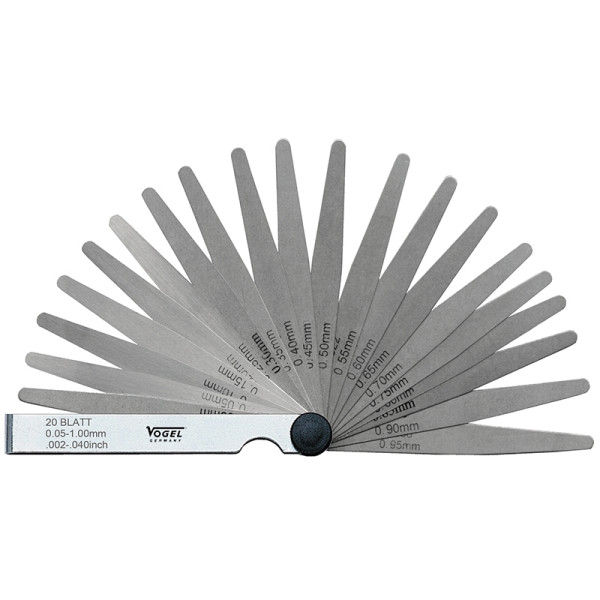 Vogel Germany voelermaatset, per stuk in folie, 0,05 - 1,00 mm / .002 - .040 inch, 20 vellen, 411007