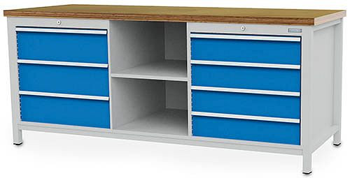 Bedrunka + Hirth box werkbank 2000, vv 6 lades, 2000x750x959mm, 03.20.17V9A