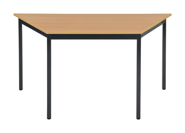 Bisley MULTI Desking multifunctionele tafel, trapezium 19 mm, BC beuken decor, zwart frame, H 740 x B 1400 x D 700 mm, MTT1407BC333