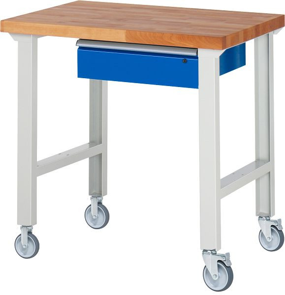 RAU verrijdbare werkbank 7001A1, 1000x700x1000mm, elk 2 bokwielen en zwenkwielen, 05-7001A1-107B4S22.11