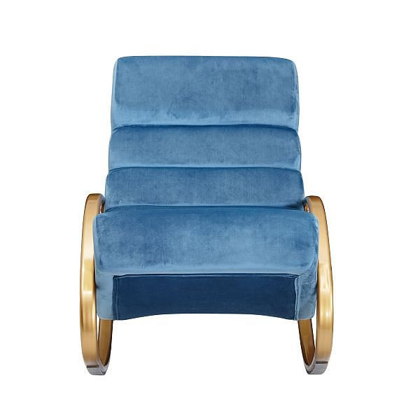 Wohnling relaxfauteuil fluweel blauw/goud 110 kg draagvermogen 61x81x111 cm, WL6.224