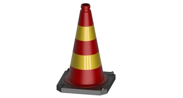 Schake verkeerskegel rood/geel 500mm, tweedelig, goede stabiliteit, stapelbaar, folietype RA1/A, 3L530RSSK