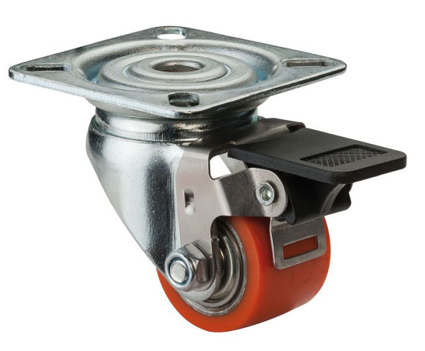 BS rollen compactrol met rem, breedte 25 mm, Ø35 mm, tot 100 kg, loopvlak polyurethaan, wiellichaam staal, kogellager, verpakking: 2 stuks, A620.C10.035