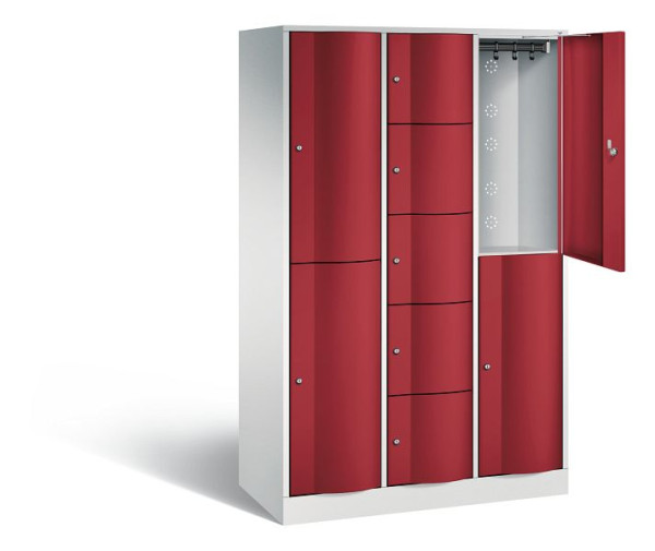C+P combinatie lockerkast Resisto, H1950xB1148xD540mm, kleur: lichtgrijs/robijnrood, 8070-3720 S10014