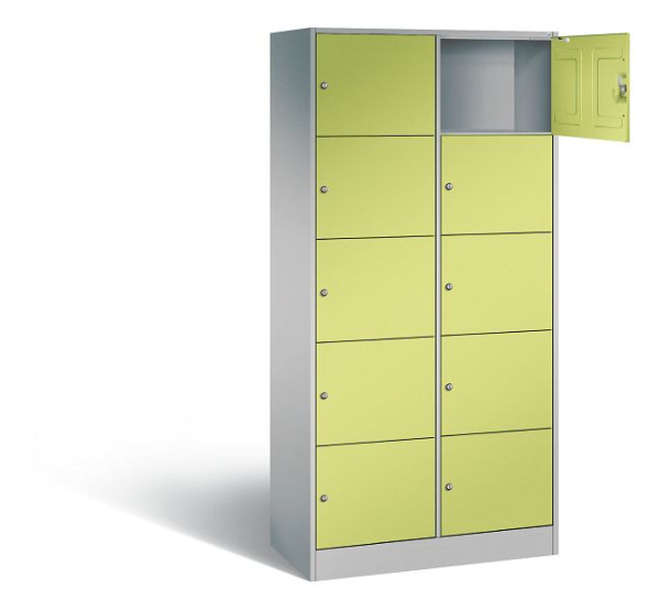 C+P lockerkast serie 8070, H1950xW900xD480mm, kleur: wit aluminium / virid green, 82700-20 S10373