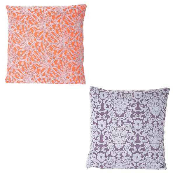 Mendler set van 2 sierkussens barok + bloemen, bankkussens sierkussens met vulling 45x45cm, 51874 + 51880