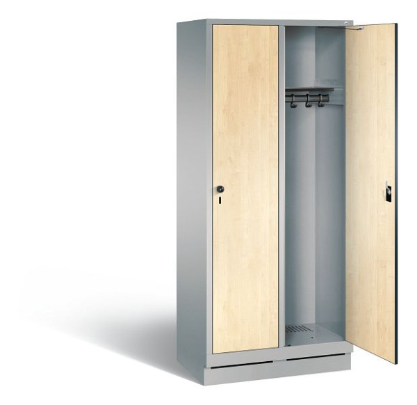 C+P garderobe Evolo, H1800xW810xD500mm, kleur: wit aluminium / Donau esdoorn decor, 48020-22 S10798