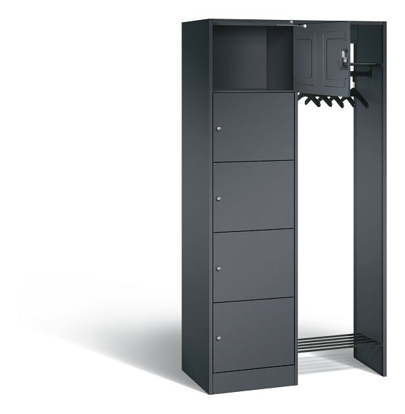 C+P open garderobe serie 8070, H1950xW960xD480mm, kleur: zwart-grijs, 82700-00 S10018