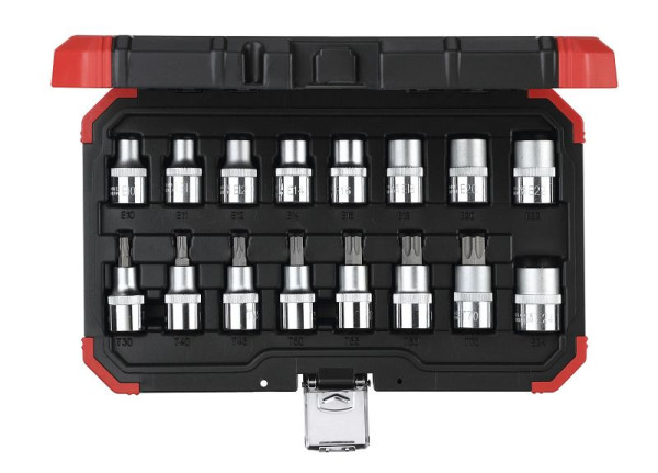 GEDORE dopsleutelset rood 1/2 TX E10-24T30-70 16-delig, 3300009