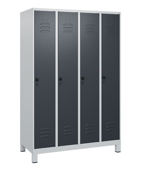 C+P luierkluis Classic PLUS met middenwand, voeten, 4 vakken, 1800x1200x500mm, 7035/7016, veiligheidsdraaigrendel, 0800107-40F S10008
