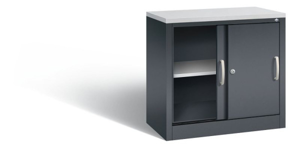 C+P dressoir met schuifdeuren Acurado, H720xB800xD400mm, kleur: zwartgrijs, beugelgreep, 2 niveaus, 5722-00 S10390