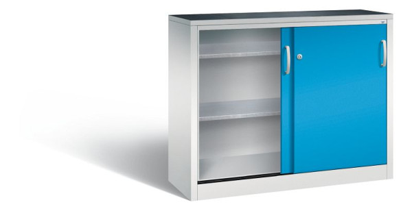 C+P schuifdeurkast Acurado, H1000xB1200xD400mm, kleur: lichtgrijs/lichtblauw, beugelgreep, 2046-09 S10063