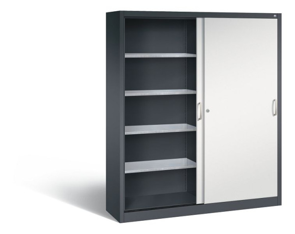 C+P schuifdeurkast Acurado, H1950xB1600xD400mm, kleur: zwartgrijs/lichtgrijs, beugelgreep, 2149-00 S10098