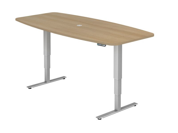 Hammerbacher vergadertafel met geheugenschakelaar, eiken, tonvormig, incl. 1 kabeluitgang 8 cm, VXDSM22/E/S