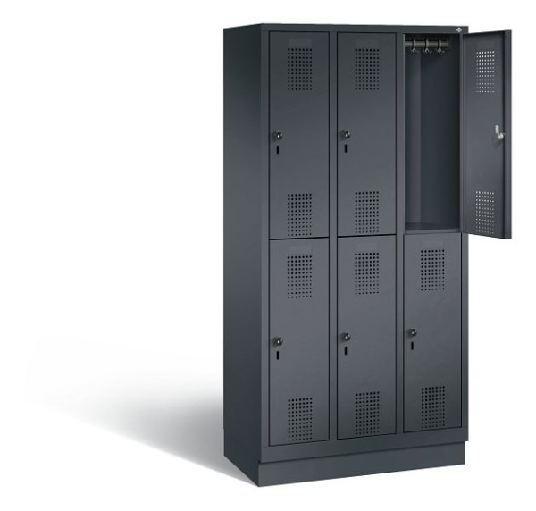 C+P locker dubbeldekker Evolo, H1800xB900xD500mm, kleur: zwart-grijs, 48320-30 S10039