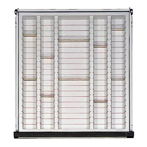 ANKE kunststof bak met 5 holtes; voor lade 500 x 540 mm (BxD); vanaf voorkant hoogte 90 mm; met 10 compartimenten, 903.072