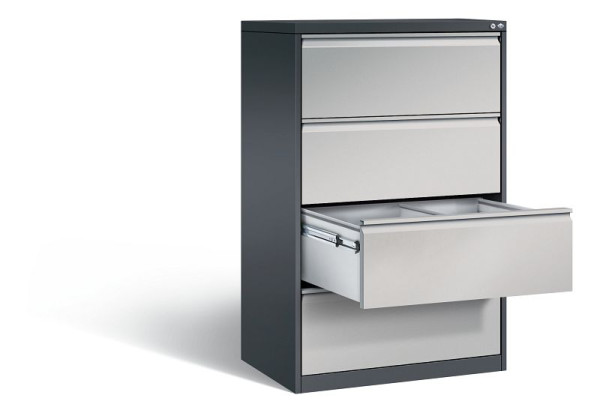 C+P hangarchiefkast Acurado, H1357xB787xD590mm, kleur: zwart grijs/wit aluminium, handgreep, 12934-312 S10008