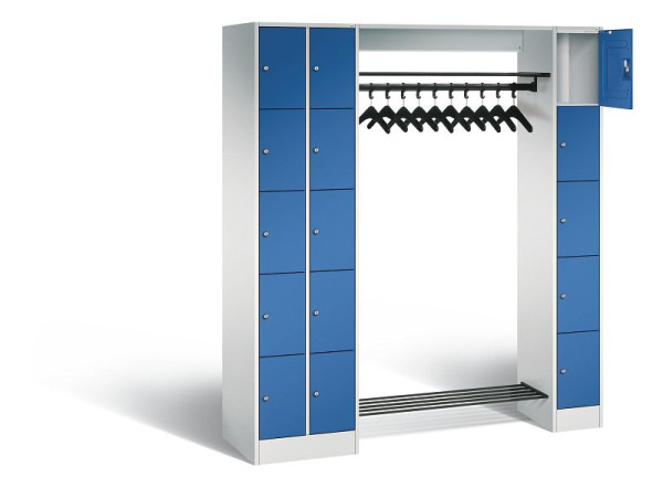 C+P open garderobe serie 8070, H1950xW2100xD480mm, kleur: lichtgrijs / gentiaanblauw, 80730-00 S10006