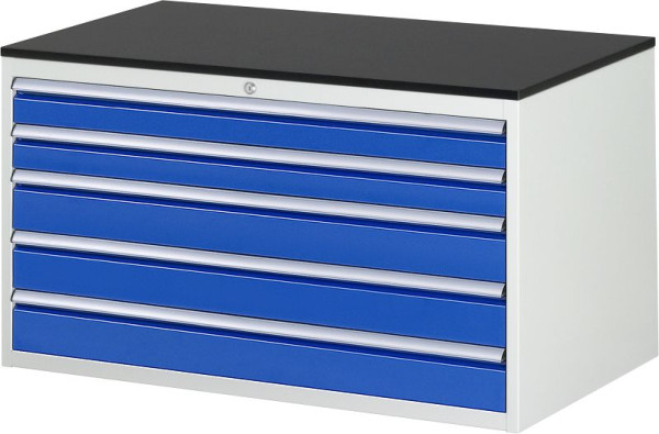 RAU ladekast serie 7000, B1145xD650xH640mm, laden: 2xH90, 3xH120mm, werkblad melaminehars gecoat, 03-XXL3.20A-M.11