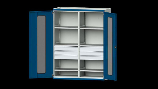 ANKE werkbanken, zware kast, model 403, 1485 x 630 x 1950 mm, zichtvlak van plexiglas, RAL 7035/5010, 620.293