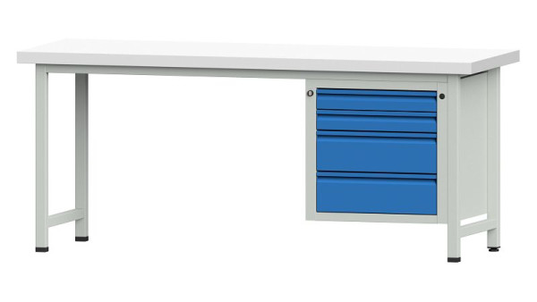 ANKE werkbanken combinatie werkbank, model 727 E, 2000 x 700 x 850 mm, RAL 7035/5012, KSP 50 mm, 510.819