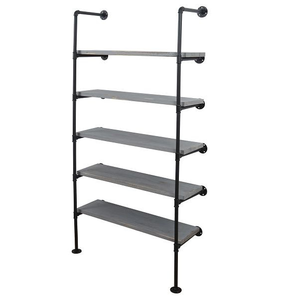 Mendler standplank HWC-C45, woonplank boekenplank opbergplank, industrieel design 165x80x28cm, grijs, 55452