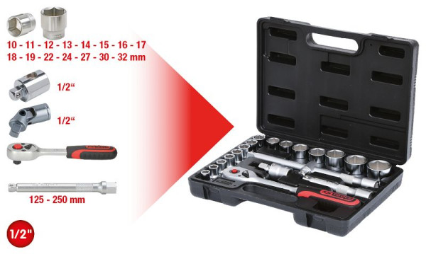 KS Tools 1/2" dopsleutelset, 20-delig, 911.0620