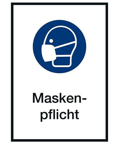 DENIOS combinatiebord "Maskervereiste", ISO 7010, kunststof, 210 x 297 mm, 5 stuks, 285100