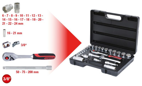 KS Tools 3/8" dopsleutelset, 26-delig, 911.0626
