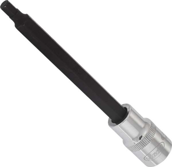 VIGOR binnenzeskantschroevendraaierbit, hol vierkant 12,5 mm (1/2 inch), binnenzeskantprofiel, 6 mm, lengte: 140 mm, V2081