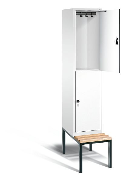 C+P locker dubbeldekker Evolo, H2090xB420xD815mm, kleur: verkeerswit / decor wit, 48350-12 S10079