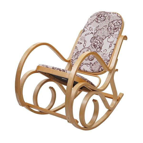 Mendler schommelstoel M41, schommelstoel, tv-stoel, massief hout, eiken look, stof/textiel jacquard bruin, 75340