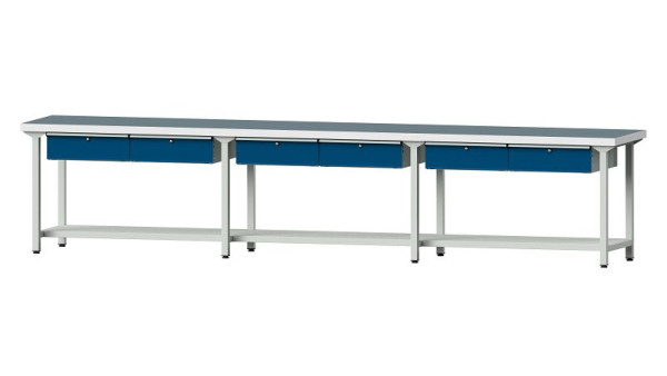 ANKE werkbanken werktafel, model 105, 4050 x 700 x 850 mm, RAL 7035/5010, UBP 50 mm, 400.526