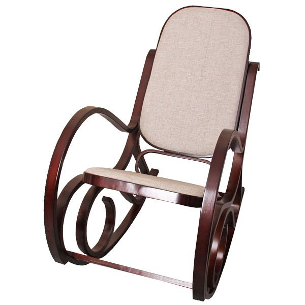 Mendler schommelstoel M41, schommelstoel, tv-stoel, massief hout, walnoot-look, stof/textiel beige, 12257