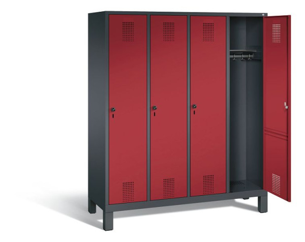 C+P Evolo garderobe, H1850xW1590xD500mm, kleur: zwart-grijs/robijnrood, 48010-42 S10064