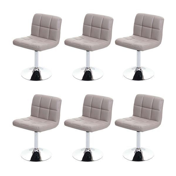 Mendler set van 6 eetkamerstoelen bureaustoel Kavala imitatieleer chroom, taupe-grijs, 3x74176