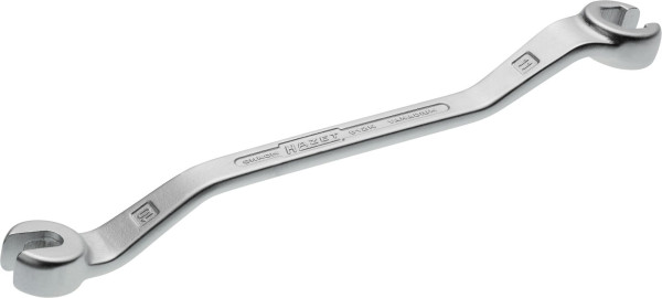 Hazet dubbele ringsleutel, open, buitenzeskantprofiel, 10 x 11 mm, voor kabelwartels, gebogen (15° en 40°), 612N-10X11