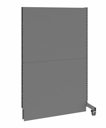 DENIOS mobiele akoestische scheidingswand, opzetpaneel, B 1250, H 2000 mm, tweezijdige akoestische geperforeerde plaat, grijs, 293082