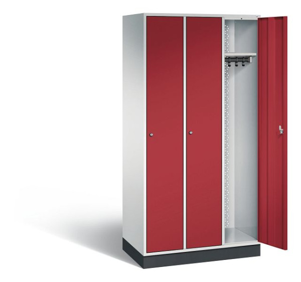 C+P garderobekast Intro, H1950xW920xD490mm, kleur: lichtgrijs/robijnrood, 8170-301 S10028